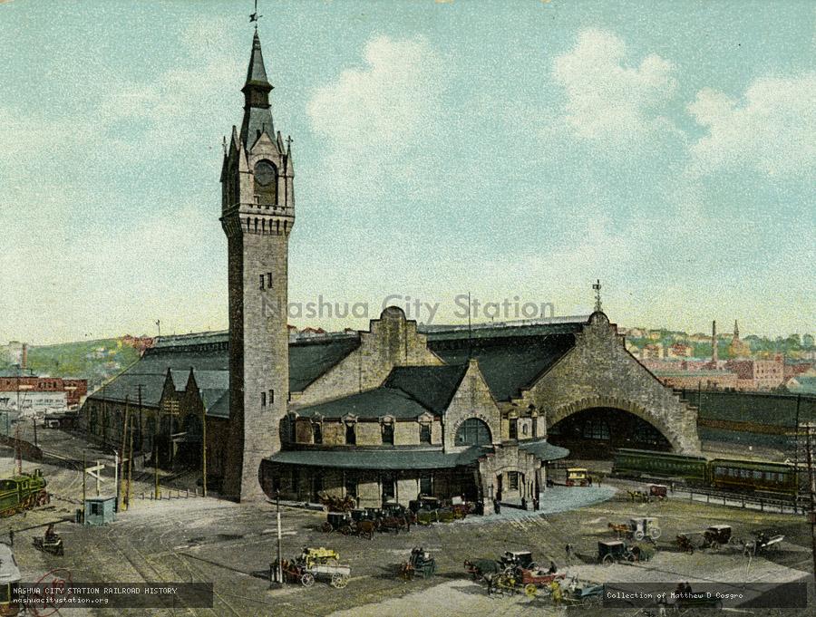 Postcard: Worcester Railroad Station, Worcester, Massachusetts
